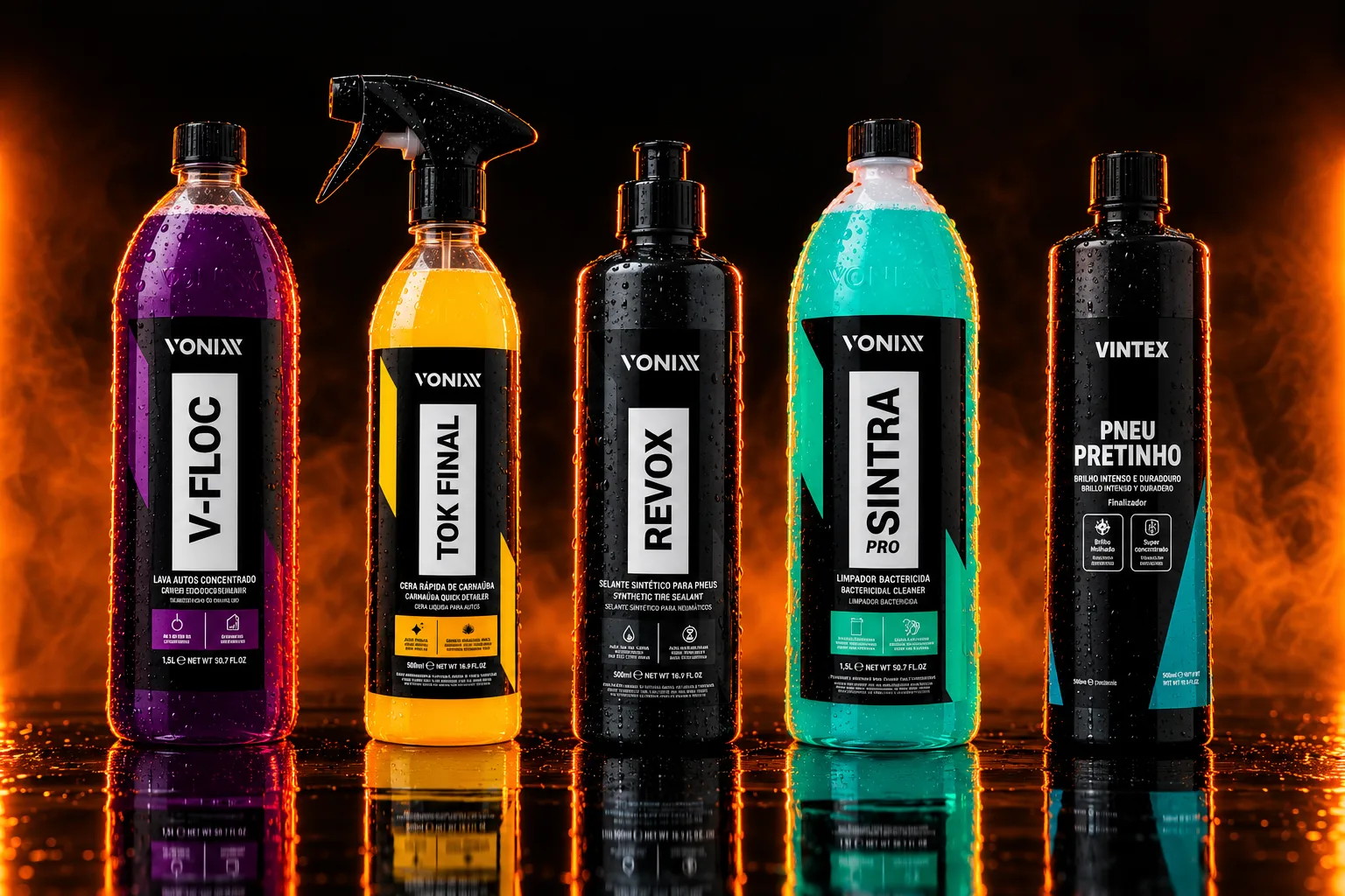 Produtos Vonixx V-Floc, Tok Final, Revox, Sintra e Vintex Pneu Pretinho